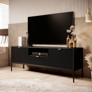 Meubella - TV-Meubel Navil - Zwart - 154 cm