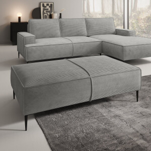 Meubella - Poef Odin - Grijs - Ribstof