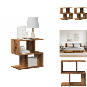 vidaXL Nachtkastje - Nachtkastjes - Bijzettafel - Wandkastje - Nachtkastjes 2 st 50x30x51,5 cm bewerkt hout oud houtkleurig