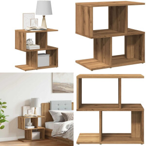 vidaXL Nachtkastje 50x30x51,5 cm bewerkt hout artisanaal eikenkleur - Nachtkastje - Nachtkastjes - Bijzettafel - Wandkastje