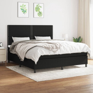 vidaXL - Boxspring - met - matras - stof - zwart - 180x200 - cm
