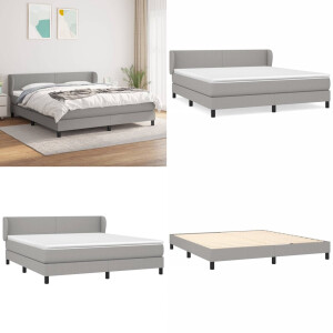 vidaXL Boxspring met matras stof lichtgrijs 180x200 cm - Boxspring - Boxsprings - Bed - Slaapmeubel