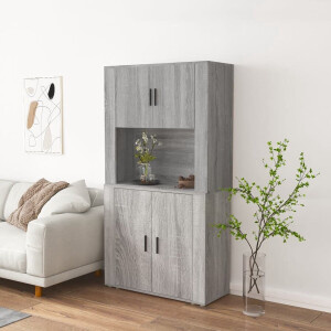 vidaXL Grijze Kast - Hoge Kast - Hoge kast bewerkt hout grijs sonoma eikenkleurig - Houten Kast - Salontafel - Opslagmeubel