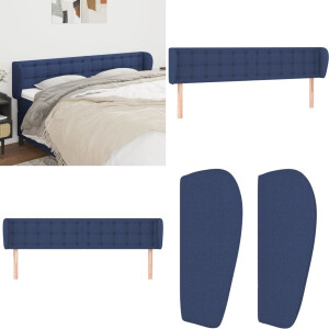vidaXL Hoofdbord met randen 163x23x78/88 cm stof blauw - Hoofdbord - Hoofdborden - Hoofdeinde - Houten Hoofdbord