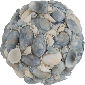 J-Line decoratie Bal - schelpen - lichtblauw - small - 2 stuks