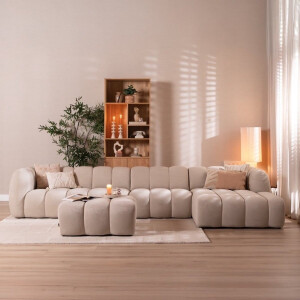 Bronx71® Hoekbank Luca XL chenille beige rechts