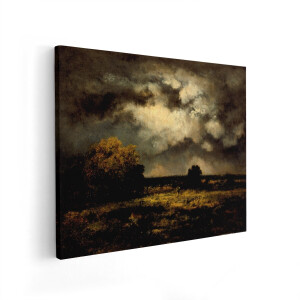 Artaza Canvas Schilderij Landschap - 100x80 cm - Wanddecoratie Natuur - Muurdecoratie Onweerswolken - Schilderijen Woonkamer Natuur