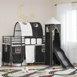 vidaXL - Kids'loftbedframe - Effen - Zwart - 75 - x - 190 - cm - Metaal