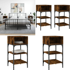 vidaXL Nachtkastjes 2 st 35x34,5x70 cm bewerkt hout gerookt eikenkleur - Nachtkastje - Nachtkastjes - Kast - Bijzettafeltje