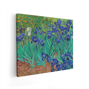Artaza Canvas Schilderij Irissen Van Gogh - 50x40 cm - Wanddecoratie Bloemen - Muurdecoratie Schilderij Van Gogh - Decoratie Woonkamer Blauw