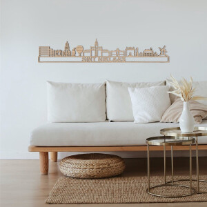 Skyline Sint Niklaas Eikenhout 130 Cm Wanddecoratie Voor Aan De Muur Met Tekst City Shapes
