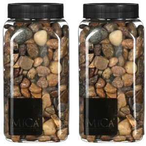Mica Decorations decoratie stenen - 2x - 650ml - donkerbruin mix - hobby steentjes - sier stenen