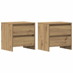 vidaXL - Nachtkastje - 2 - pcs - Artisan - Eiken - 45 - x - 34 - x - 44,5 - cm - Bewerkt - hout