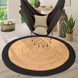 Paco Home Vloerkleed Rond Woonkamer Jute Boho Ethno Handgemaakt Natuurlijk Vloerkleed 160 cm Rund