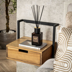 LifestyleFurn Nachtkastje Cruz Acaciahout en metaal, Met 1 lade - Bruin,Hout,Naturel