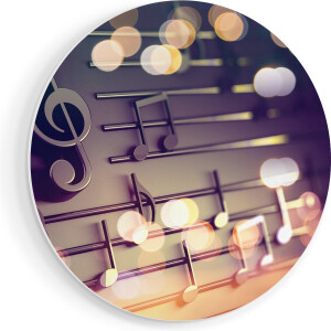 Artaza Forex Muurcirkel Illustratie Van Muzieknoten - Abstract - 80x80 cm - Groot - Wandcirkel - Rond Schilderij - Wanddecoratie Cirkel