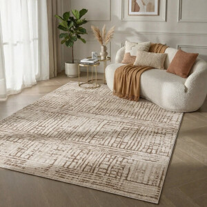 Flycarpets Terrain Designer Laagpolig vloerkleed - Sole - Crème / Bruin - 160x235 cm
