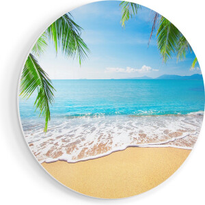 Artaza Forex Muurcirkel Tropisch Strand En Zee - 90x90 cm - Groot - Wandcirkel - Rond Schilderij - Muurdecoratie Cirkel