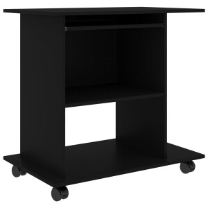 vidaXL - Computerbureau - 80x50x75 - cm - bewerkt - hout - zwart