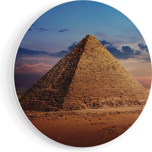 Artaza Forex Muurcirkel Egyptische Piramides in de Woestijn - 80x80 cm - Groot - Wandcirkel - Rond Schilderij - Wanddecoratie Cirkel