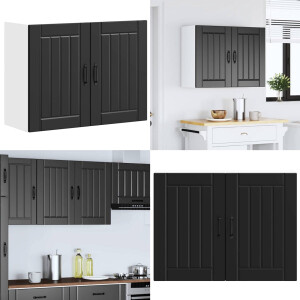 vidaXL Keukenwandkast Lucca bewerkt hout zwart - Keuken Wandkast - Keuken Wandkasten - Keuken Wandmeubel - Gemonteerde Wandkast