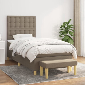 vidaXL Bed Frame - Boxspring - Boxspring met matras stof taupe 100x200 cm - Tweepersoonsbed - Slaapcomfort - Taupecleur