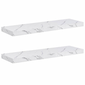 vidaXL - Wandplank - 2 - st - Wit - Marmer - 80 - x - 23,5 - x - 3,8 - cm - Bewerkt - hout