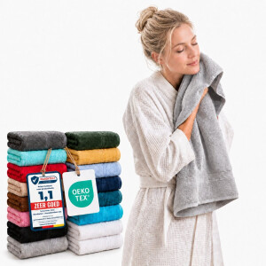 Komfortec 2x Handdoek 50x100 - 100% Katoen – Handdoekenset - Zacht - Zilvergrijs