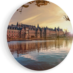 Artaza Forex Muurcirkel Binnenhof Gebouw in Den Haag - 50x50 cm - Klein - Wandcirkel - Rond Schilderij - Muurdecoratie Cirkel