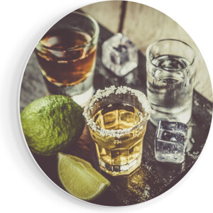 Artaza Forex Muurcirkel Alcoholische Drankjes - Drank - 40x40 cm - Klein - Wandcirkel - Rond Schilderij - Wanddecoratie Cirkel