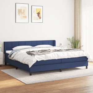 vidaXL - Boxspring - met - matras - stof - blauw - 200x200 - cm