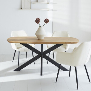 Dimehouse Eettafel Mikkel Eikenhout Deens Ovaal Matrix Frame Klein 160 x 90 cm - Eikenhout - Industrieel - Ovaal