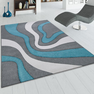 Paco Home Designvloerkleed Modern Abstract Golvenlook Contoursnede In Versch. Kleuren En Afmetingen 80x150 cm