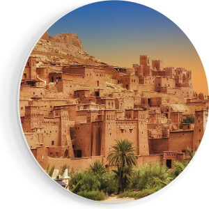 Artaza Forex Muurcirkel Kasbah Ait Ben Haddou Stad in Marokko - 70x70 cm - Wandcirkel - Rond Schilderij - Wanddecoratie Cirkel - Muurdecoratie