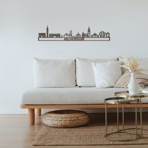 Skyline Hilversum Notenhout 90 Cm Wanddecoratie Voor Aan De Muur Met Tekst City Shapes