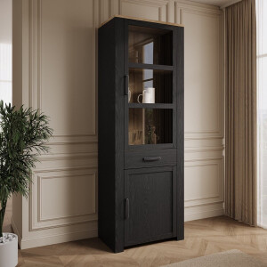 Meubella - Borello - Buffetkast - Zwart - 72x42x205 cm