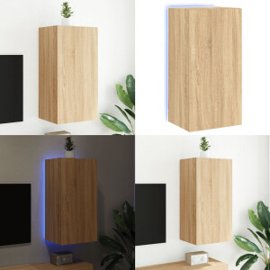 vidaXL Tv-wandmeubel met LED-verlichting 40,5x35x80 cm sonoma eiken - Tv-wandmeubel - Tv-wandmeubelen - Wandkast - Tv-meubel