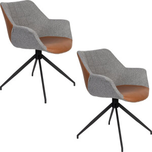 Zuiver Doulton Swivel Armstoel Vintage Bruin - Set van 2