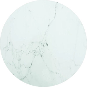 vidaXL - Tafelblad - Ø50x0,8 - cm - gehard - glas - met - marmeren - design - wit