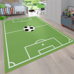 Paco Home Vloerkleed Kinderkamer, Speelvloerkleed Voor Kinderkamers, Met Voetbaldesign, In Groen 160x220 cm