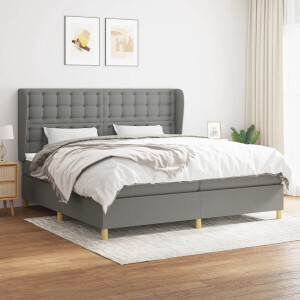 vidaXL - Boxspring - met - matras - stof - donkergrijs - 200x200 - cm