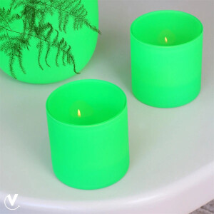 Waxinelichthouder Celtic | Neon Green | Set van 2 | Ø12 x H12 cm