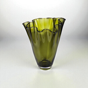 Mondgeblazen vaas olijfgroen H 30 cm