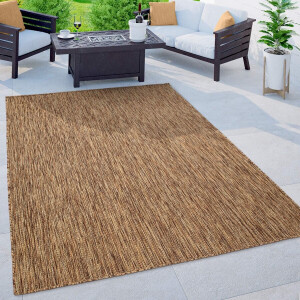Flycarpets Veniro Effen Binnen en Buitenkleed Bruin - 200x280 cm - Laagpolig Vloerkleed Buiten - Tuinkleed / Tuintapijt