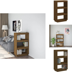 vidaXL Boekenkast - Boekenkasten - Boekenrek - Boekenschap - Boekenkast/kamerscherm massief grenenhout honingbruin
