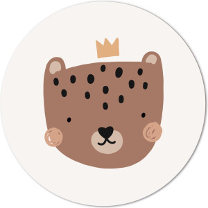 Label2X - Muurcirkel kids luipaardje - 60 cm - Forex - Multicolor - Wandcirkel - Rond Schilderij - Muurdecoratie Cirkel - Wandecoratie rond - Decoratie voor woonkamer of slaapkamer