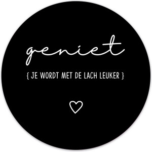 Label2X - Muurcirkel geniet lach zwart - Ø 40 cm - Forex - Multicolor - Wandcirkel - Rond Schilderij - Muurdecoratie Cirkel - Wandecoratie rond - Decoratie voor woonkamer of slaapkamer