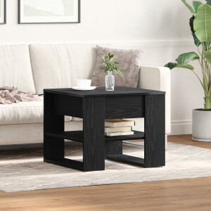 vidaXL - Salontafel - Zwart - Eiken - 55,5 - x - 55 - x - 45 - cm - Bewerkt - hout
