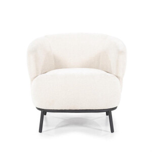 Fauteuil David in beigekleurige stof met zwart metalen onderstel van Eleonora Meubelen