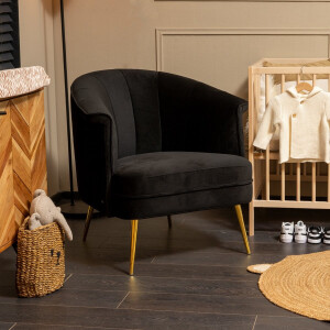 Bronx71® Stoel babykamer Amy velvet zwart